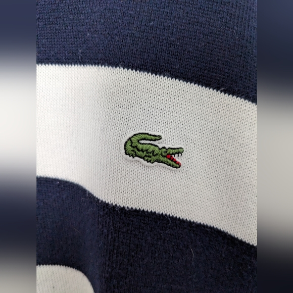 Lacoste Devanlay v-neck sweatshirt navy and white striped mens L/XL - Picture 4 of 6